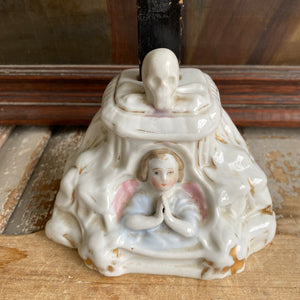 Unusual 19th Century Antique French Crucifix with Porcelain Figure & Base