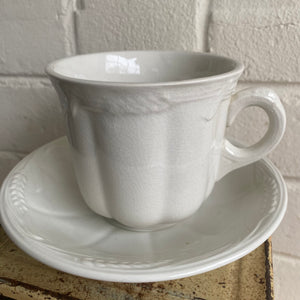 Vintage Royal Crownford Ironstone White Wheat Cup and Saucer