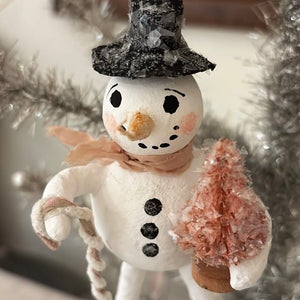 Handmade Spun Cotton Snowman