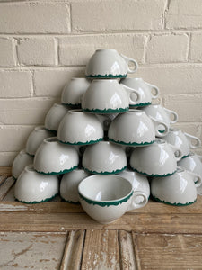 Vintage Green and White Duraline Restaurantware Cups