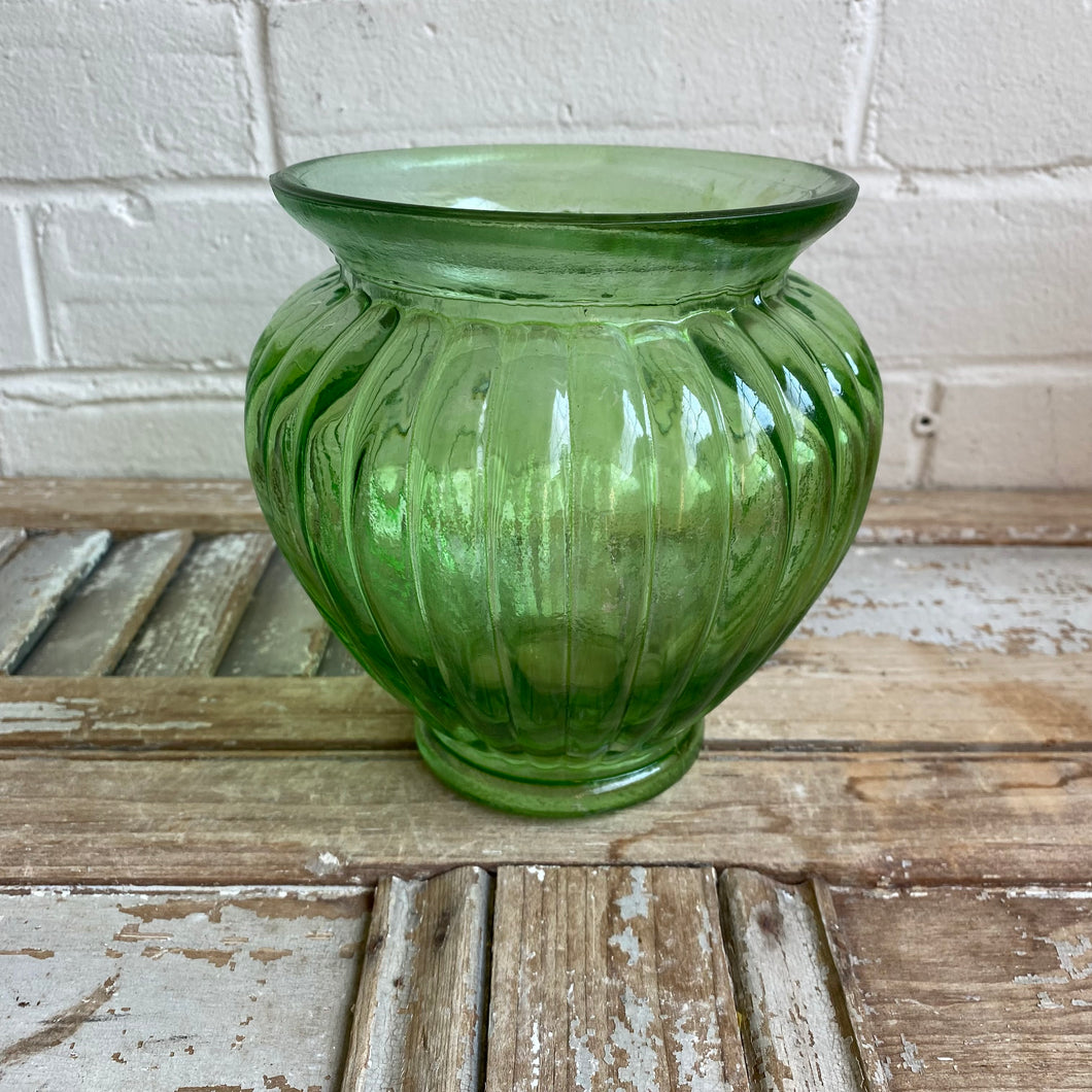 Vintage Green Glass Vases