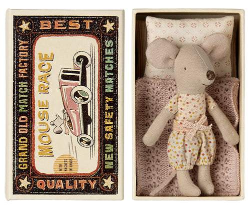 Maileg Little Sister Mouse on Matchbox 