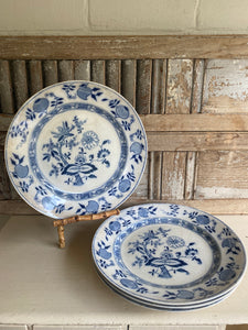 Antique Blue + White Staffordshire Dinner Plate Set