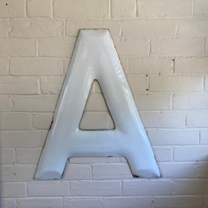 VIntage White Porcelain Sign Letter "A"
