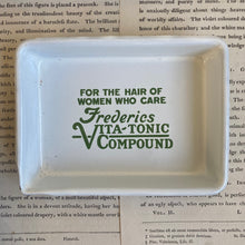 Load image into Gallery viewer, Vintage Porcelain Enamel Advertising Barber Tray for Frederics Vita-Tonic Compound
