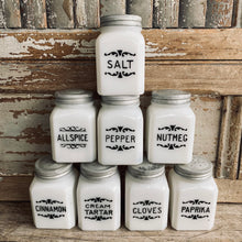 Load image into Gallery viewer, Vintage Milk Glass McKee Art Deco Spice Jars
