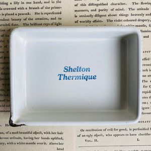 Vintage Porcelain Enamel Advertising Barber Tray for Shelton Thermique