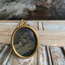 Load image into Gallery viewer, Antique French Gold Oval Frame with Baby Photo
