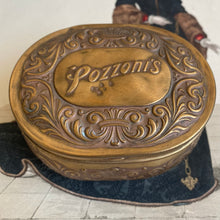 Load image into Gallery viewer, Antique Pozzoni’s Pressed Brass Loose Powder Tin
