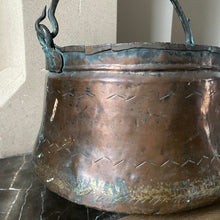 Load image into Gallery viewer, 19th Century Antique French Hammered Copper Pot with Forged Handle
