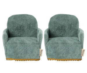 Maileg Mouse Armchair Set/2 - Blue Velvet