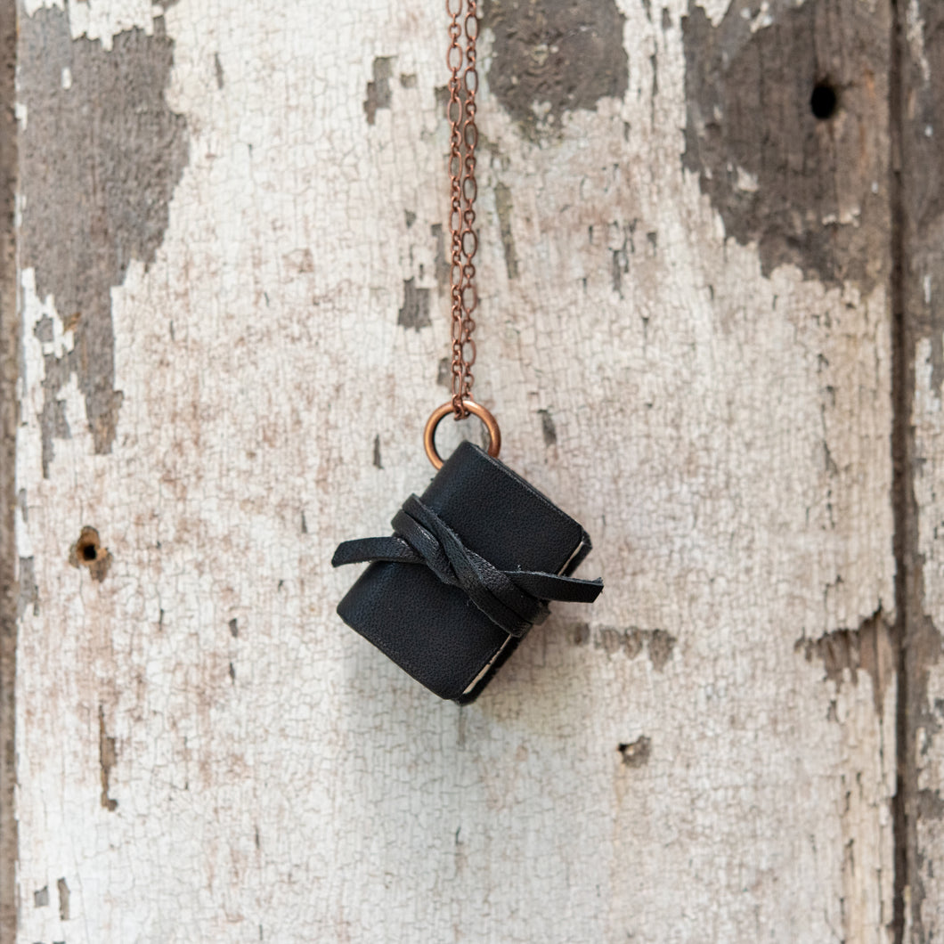 Small Leather Book Necklace